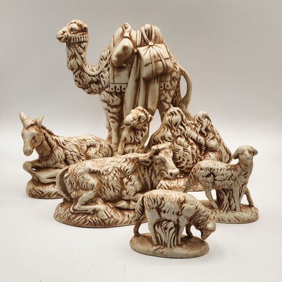 Vtg. Atlantic Mold Co. Hand Painted Set of 6 Animals Replacements Nativity *Pics - Picture 1 of 12
